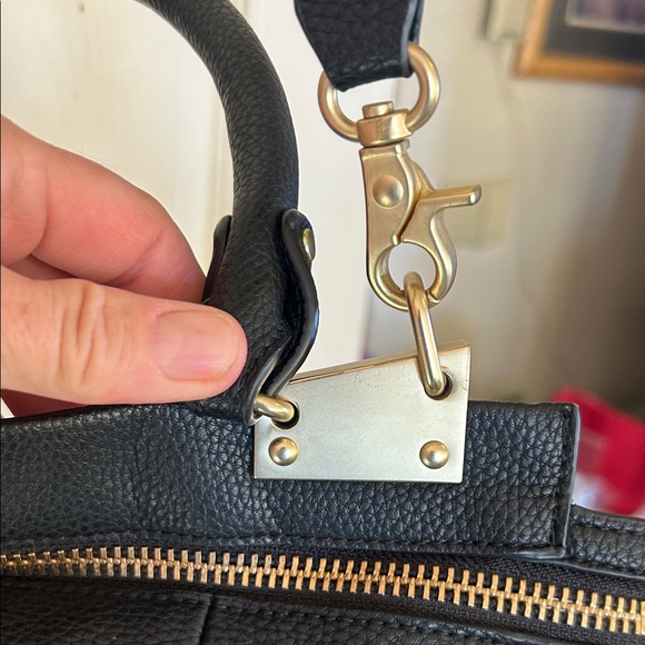 Foley + Corinna Black Faux Leather Bag briefcase with Gold Accents - Picture 9 of 16